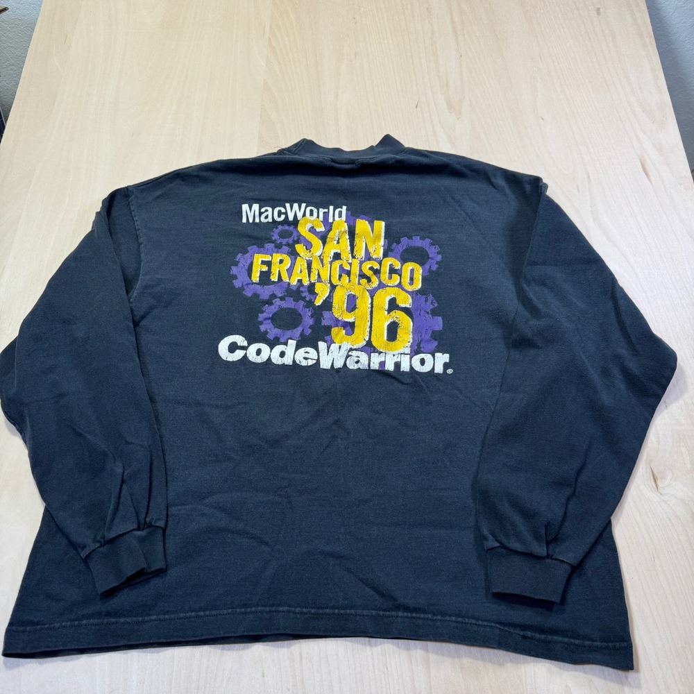 Vintage 1996 MacWorld San Francisco CodeWarrior Long Sleeve Shirt Black‎ XL Tech - Picture 5 of 5